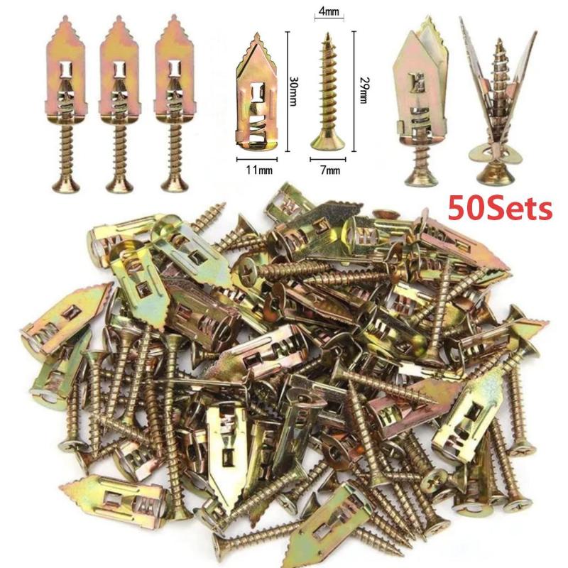 Drywall Anchor Screw - 50개 셀프 태핑 드라이월 앵커 키트,