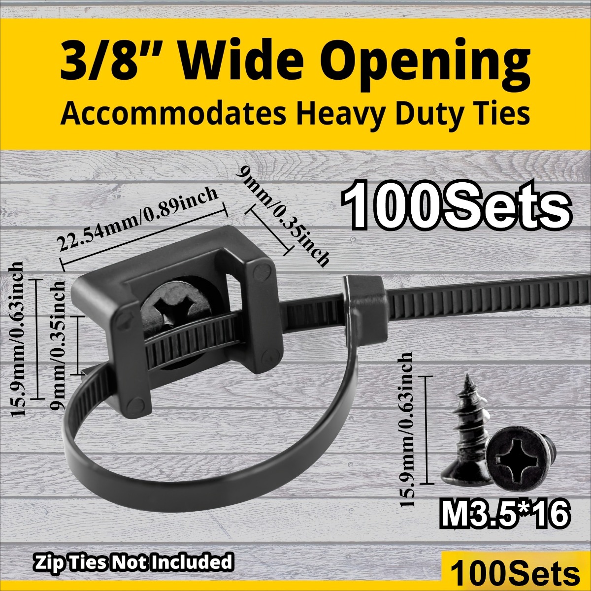 Drywall Anchor Screw - 100세트 케이블 타이 마운트(나사 포함) 슬림