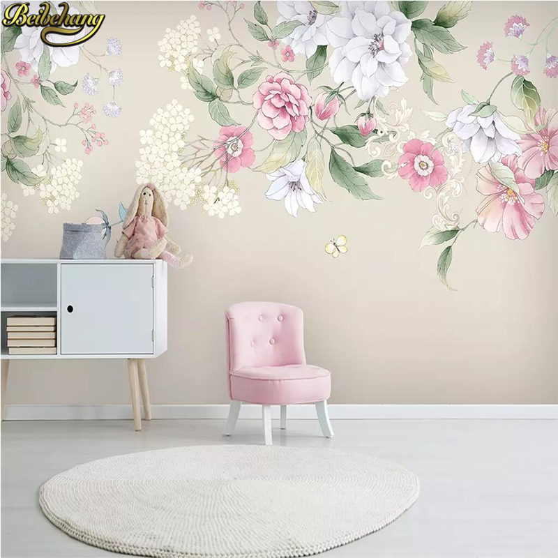 모던 플로럴 벽지 - 거실 미니멀리스트 TV 배경 사진 - Tv Home Improvement 리뷰 및 가격